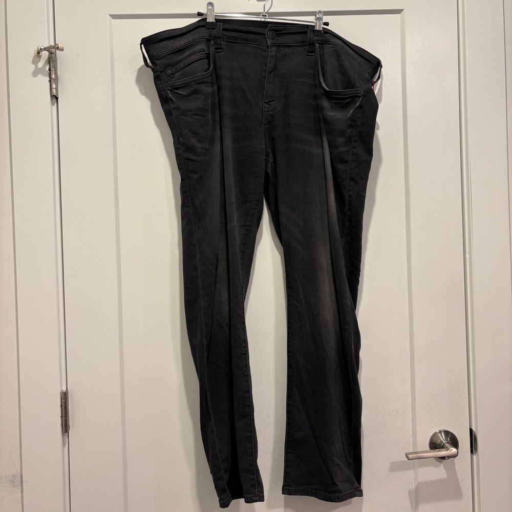 True Religion Rocco Relaxed Skinny Jeans Mens 36 Black Faded Denim Pants